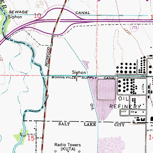 Topographic Map of Bonneville Supply Canal, UT