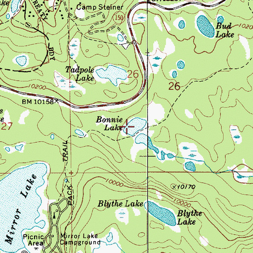 Topographic Map of Bonnie Lake, UT