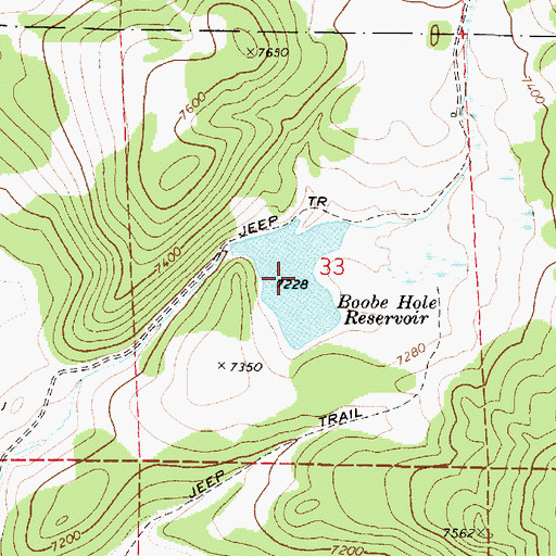 Topographic Map of Boobe Hole Reservoir, UT