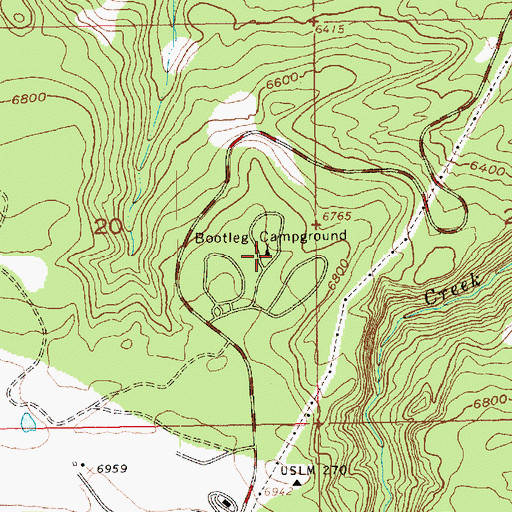 Topographic Map of Bootleg Campground, UT