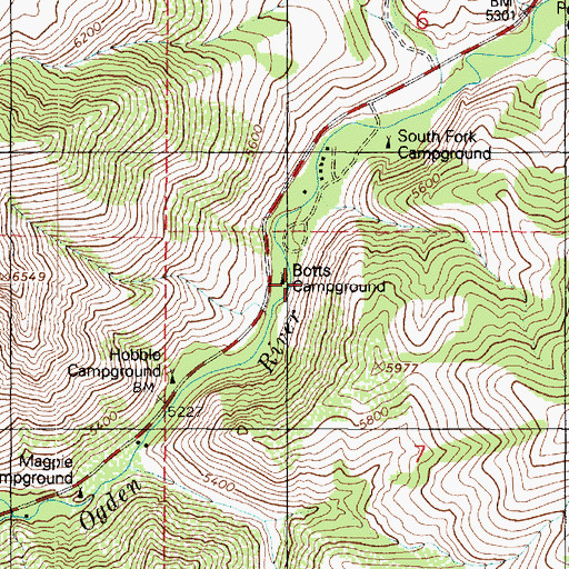 Topographic Map of Botts Flat Picnic Ground, UT