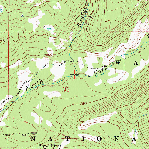 Topographic Map of Boulder Creek, UT