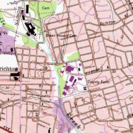 Topographic Map of University of South Alabama Medical Center, AL