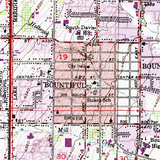 Topographic Map of Bountiful, UT