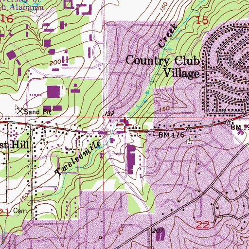 Topographic Map of University Shopping Center, AL