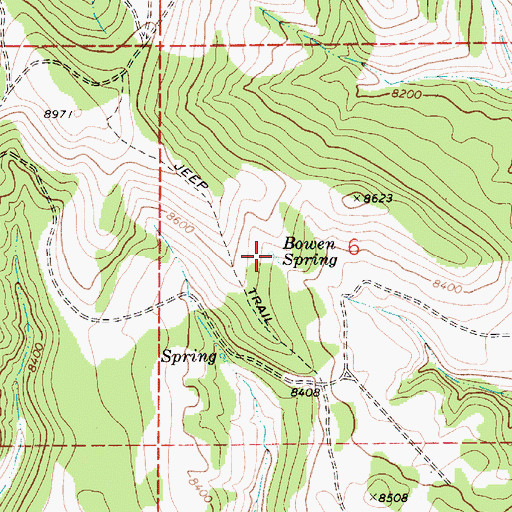 Topographic Map of Bowen Spring, UT