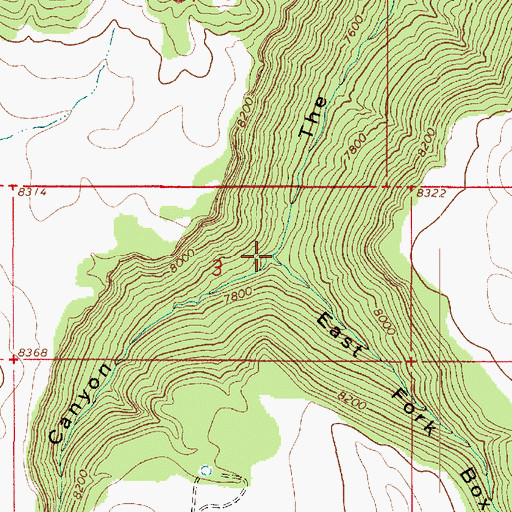 Topographic Map of Box Canyon, UT