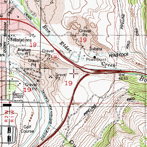 Topographic Map of Box Elder Canyon, UT