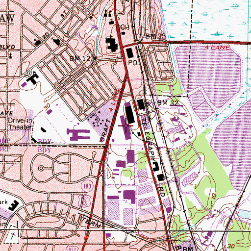 Topographic Map of Village Square Shopping Center, AL