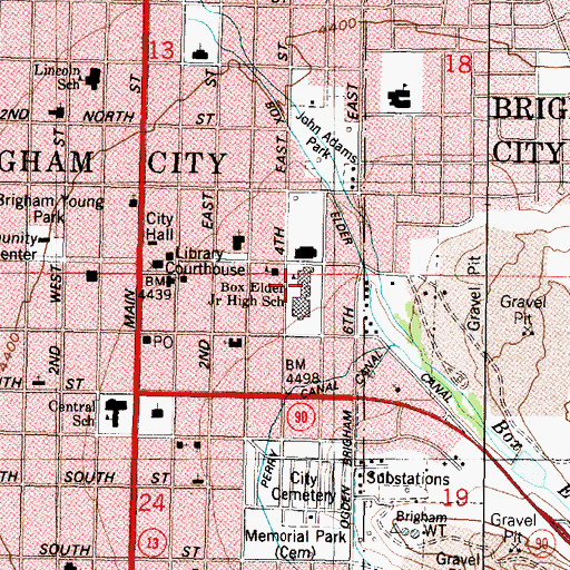 Topographic Map of Box Elder Middle School, UT