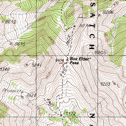 Topographic Map of Box Elder Pass, UT