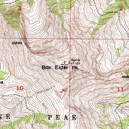 Topographic Map of Box Elder Peak, UT