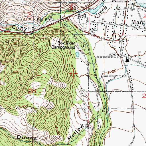Topographic Map of Box Elder Picnic Grounds, UT