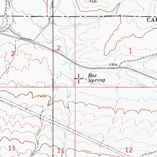 Topographic Map of Box Spring, UT