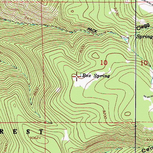 Topographic Map of Box Spring, UT