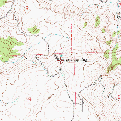 Topographic Map of Box Spring, UT