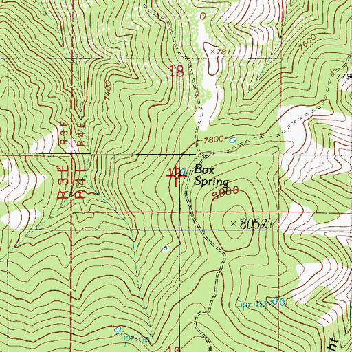 Topographic Map of Box Spring, UT