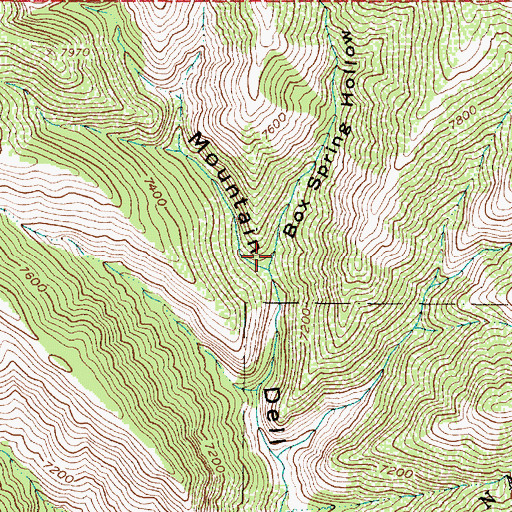 Topographic Map of Box Spring Hollow, UT