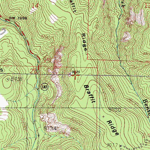 Topographic Map of Braffit Ridge, UT