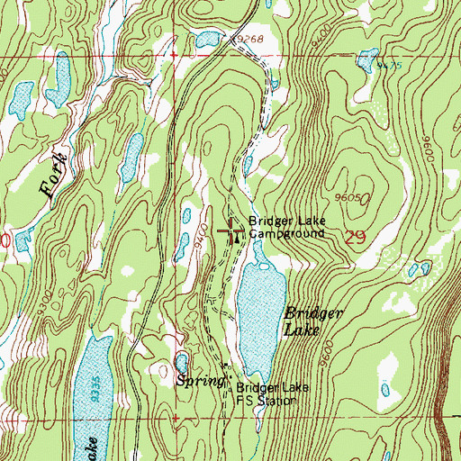 Topographic Map of Bridger Lake Campground, UT