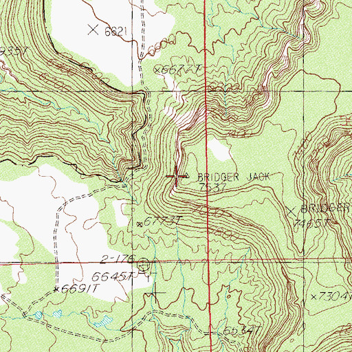 Topographic Map of Bridger Jack, UT