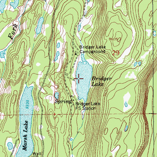 Topographic Map of Bridger Lake, UT