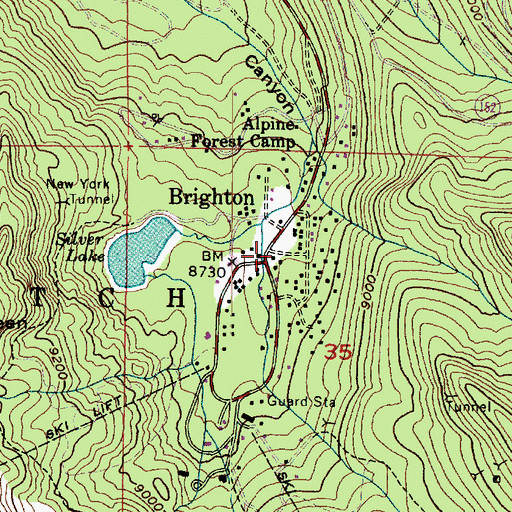 Topographic Map of Brighton, UT