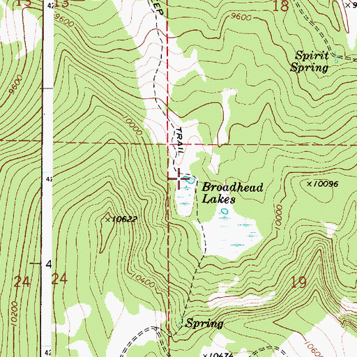 Topographic Map of Broadhead Lakes, UT