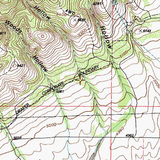 Topographic Map of Broadleaf Hollow, UT