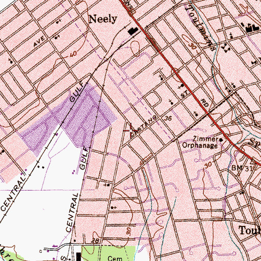 Topographic Map of Wellington Street Missionary Baptist Church, AL