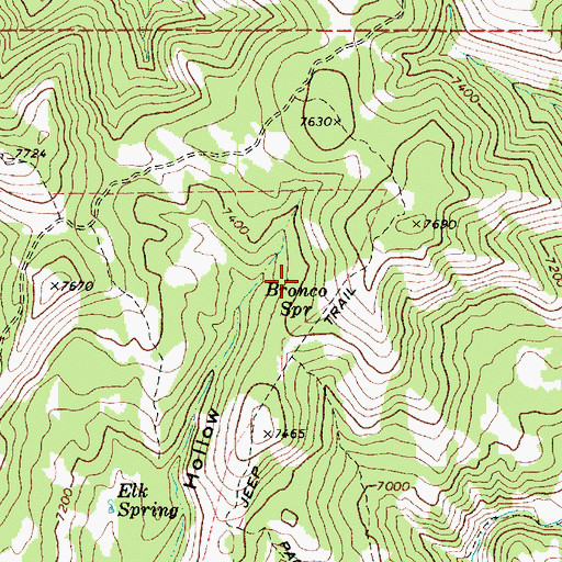 Topographic Map of Bronco Spring, UT