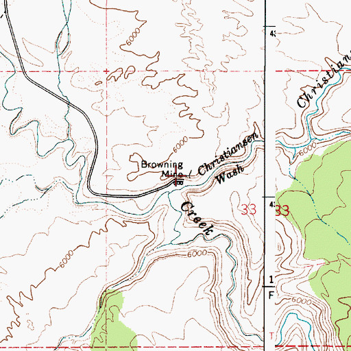 Topographic Map of Browning Mine, UT