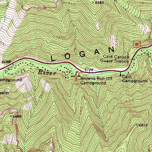 Topographic Map of Browns Roll Off Campground, UT