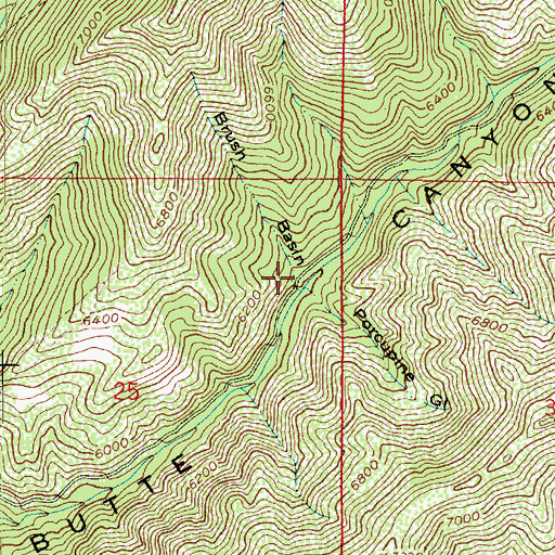 Topographic Map of Brush Basin, UT