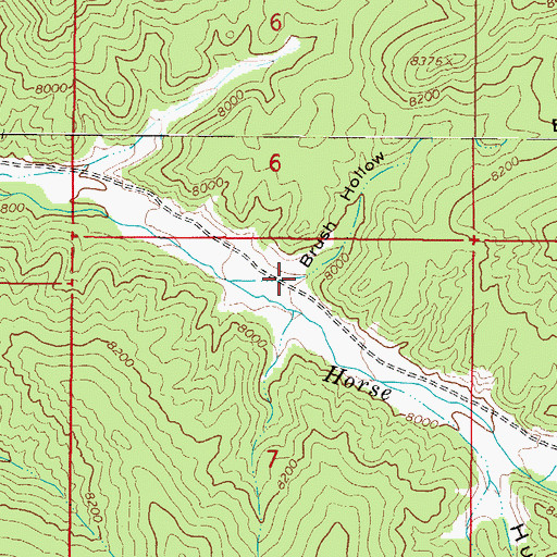 Topographic Map of Brush Hollow, UT