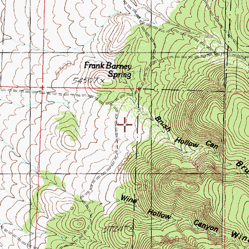 Topographic Map of Brush Hollow Canyon, UT