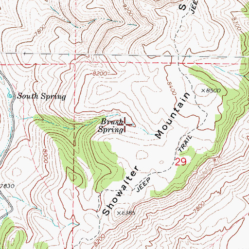Topographic Map of Brush Spring, UT