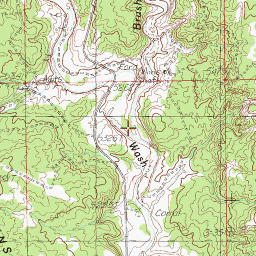 Topographic Map of Brushy Basin Wash, UT