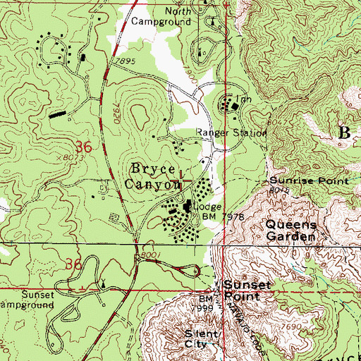 Topographic Map of Bryce Canyon, UT