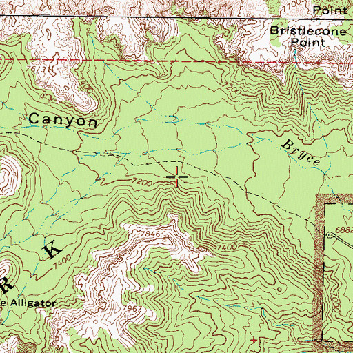 Topographic Map of Bryce Canyon, UT