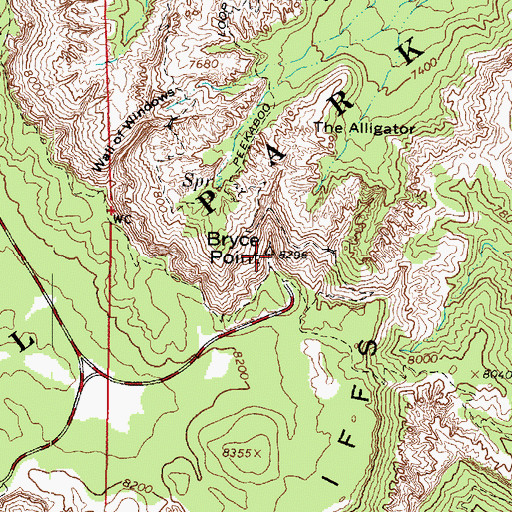 Topographic Map of Bryce Point, UT