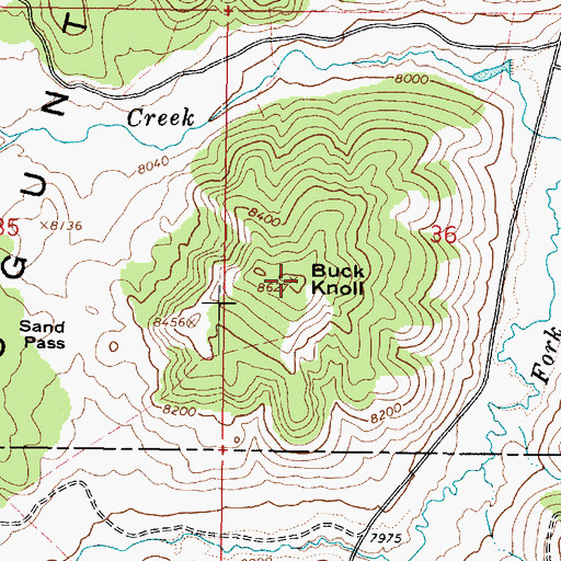 Topographic Map of Buck Knoll, UT