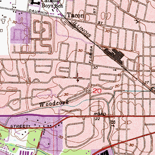 Topographic Map of Westlawn Baptist Church, AL