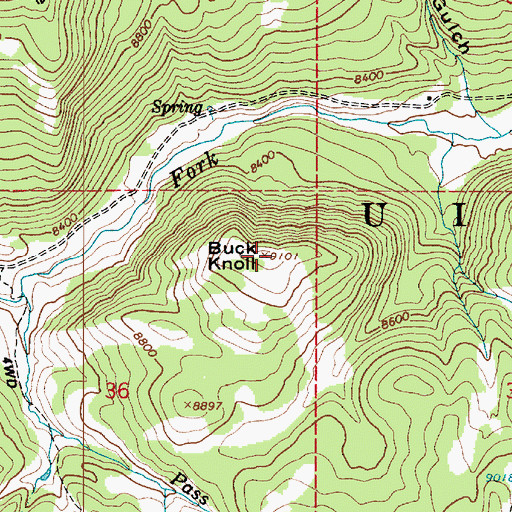 Topographic Map of Buck Knoll, UT