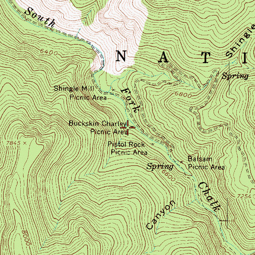 Topographic Map of Buckskin Charley Picnic Area, UT