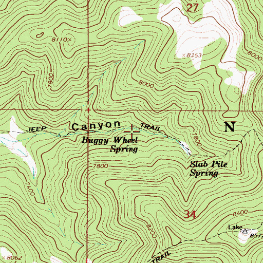 Topographic Map of Buggy Wheel Spring, UT