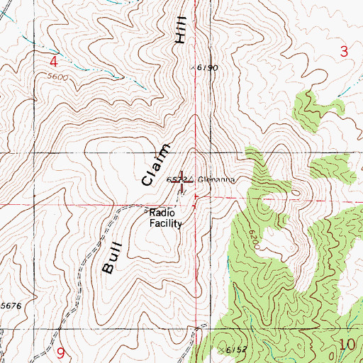 Topographic Map of Bull Claim Hill, UT