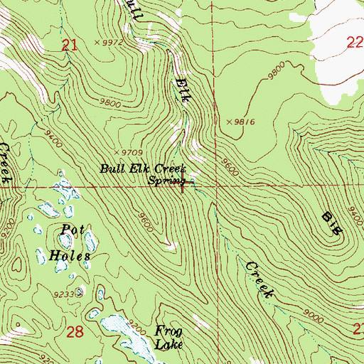 Topographic Map of Bull Elk Creek Spring, UT