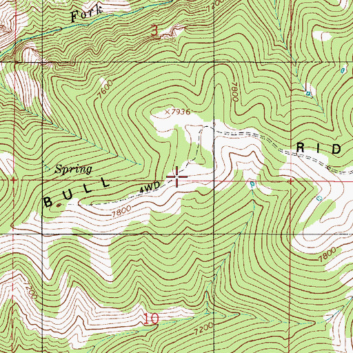 Topographic Map of Bull Ridge, UT