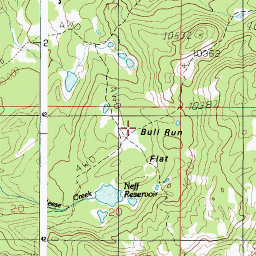 Topographic Map of Bull Run Flat, UT
